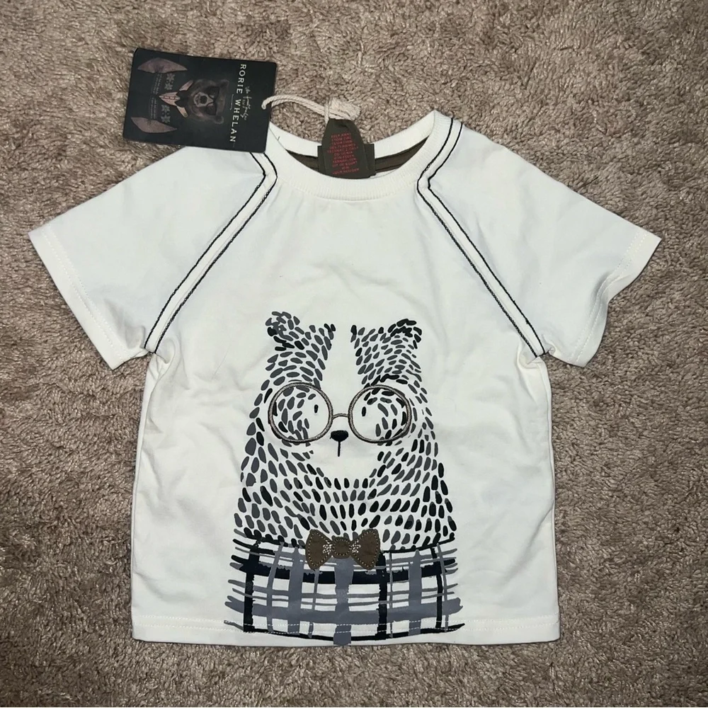 Rorie Whelan T-Shirt Bear with Glasses and Bowtie Kids Size 24 Months NWT